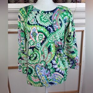 Talbots Multicolor Happy Spring & March vibes Paisley Lightweight cotton sweater